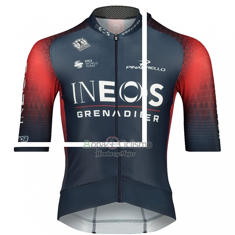 Ineos Grenadiers Ropa Ciclismo Culotte Corto 2023 Mangas Cortas Negro Rojo
